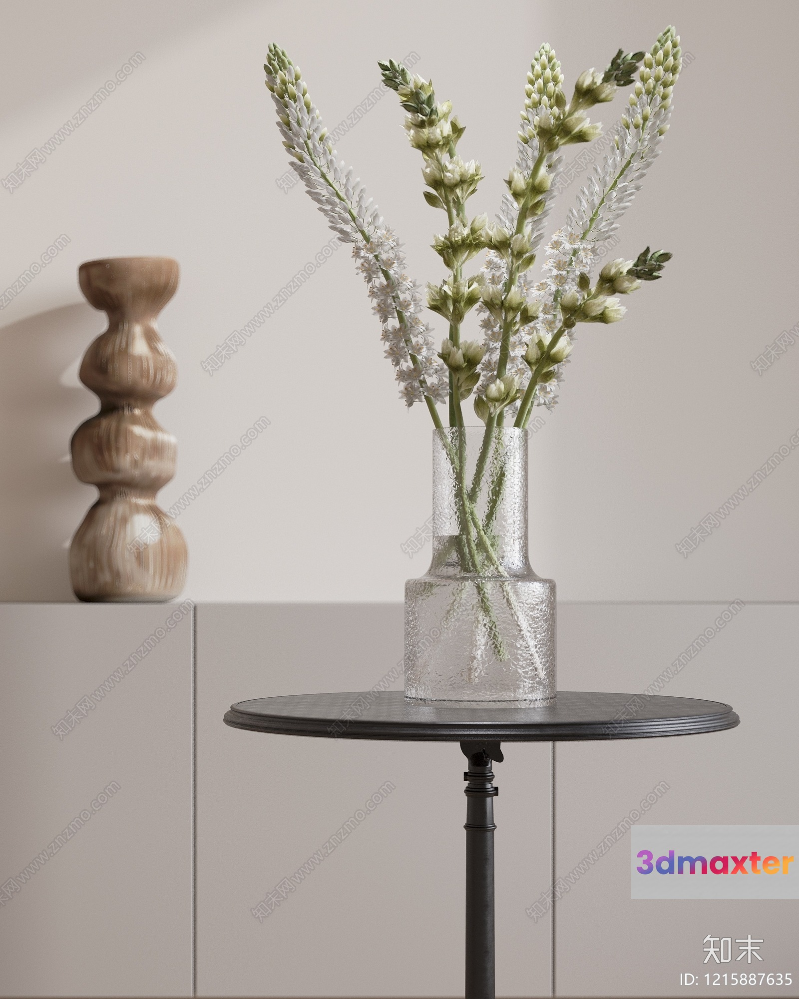 A Vase With Flowers On A Table 3D Model - 11716 - VRAY Render