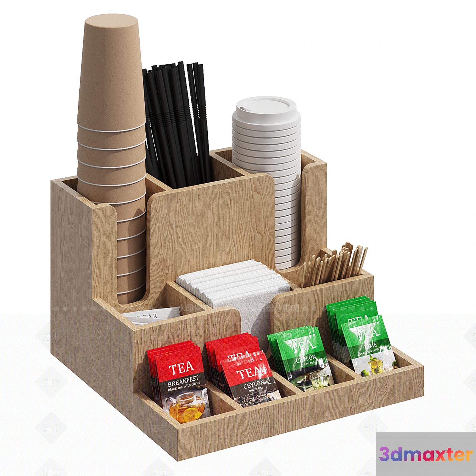 A Wooden Tea Organizer 3D Model - 457 - VRAY Render