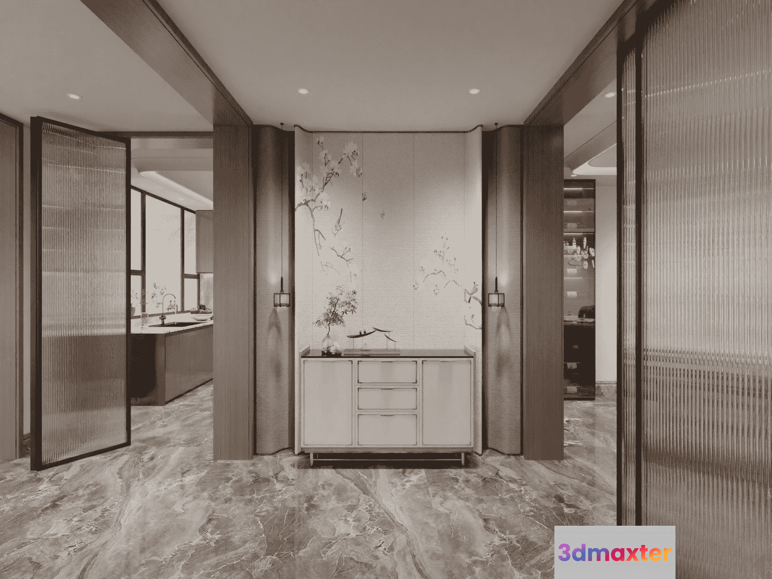 Modern Japanese Interior Design 3D Model - 10599 - VRAY Render