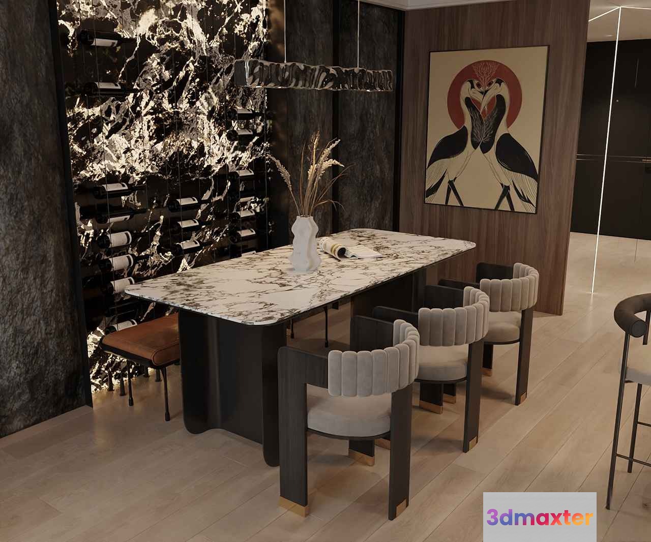 Modern Dining Room 3D Model - 15410 - VRAY Render