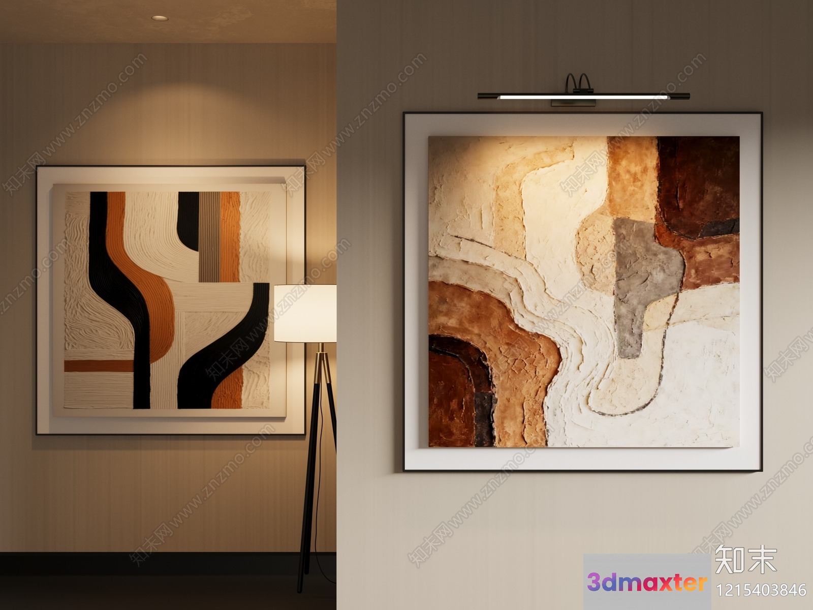Modern Abstract Art Pieces 3D Model - 17775 - VRAY Render