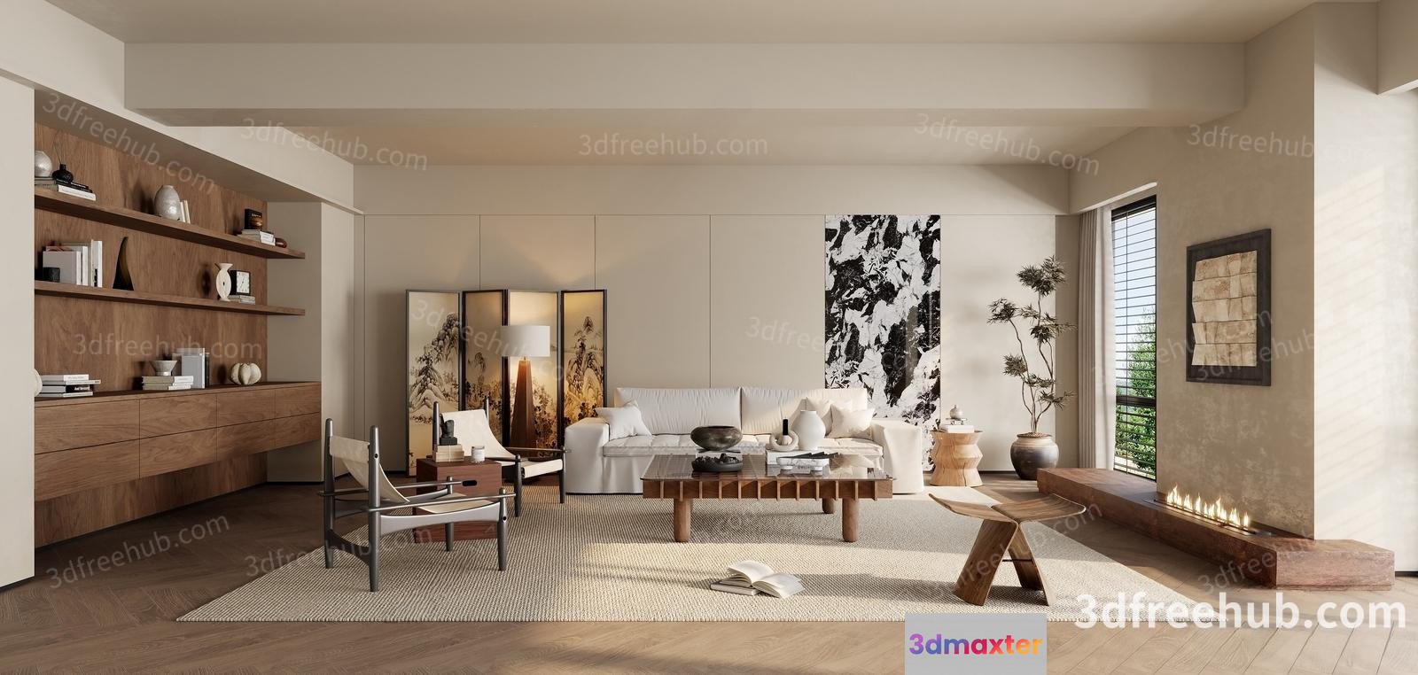 Modern Living Room 3D Model - 22282 - VRAY Render