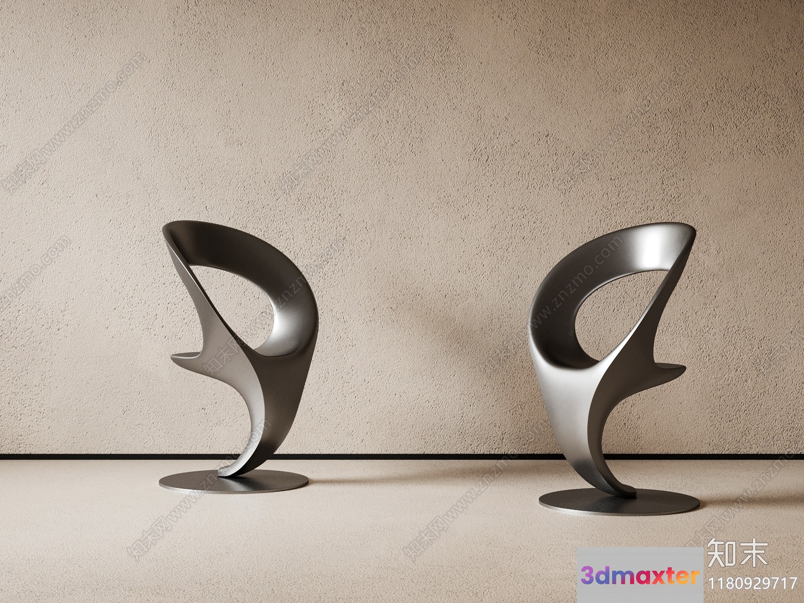 Modern Metal Chair 3D Model - 11545 - VRAY Render