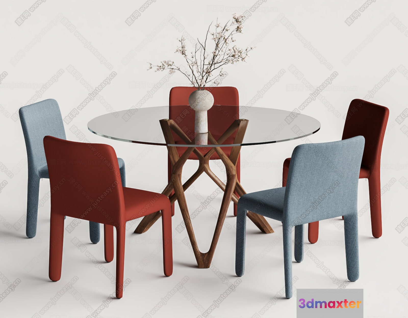 A Modern Dining Table With Four Chairs 3D Model - 7714 - VRAY Render