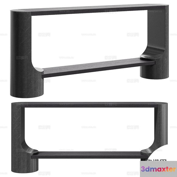 A Gray Console Table With A Shelf 3D Model - 9316 - CORONA Render