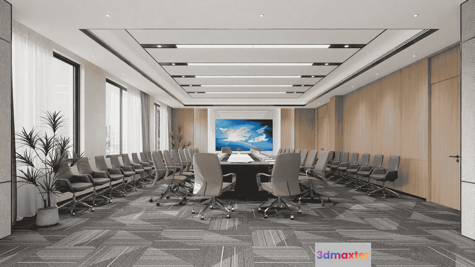 A Large Conference Room 3D Model - 13646 - VRAY Render