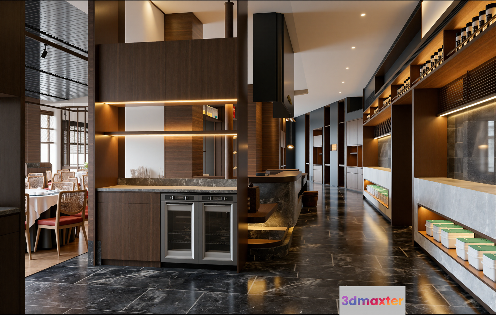 Modern Restaurant Interior 3D Model - 17763 - VRAY Render