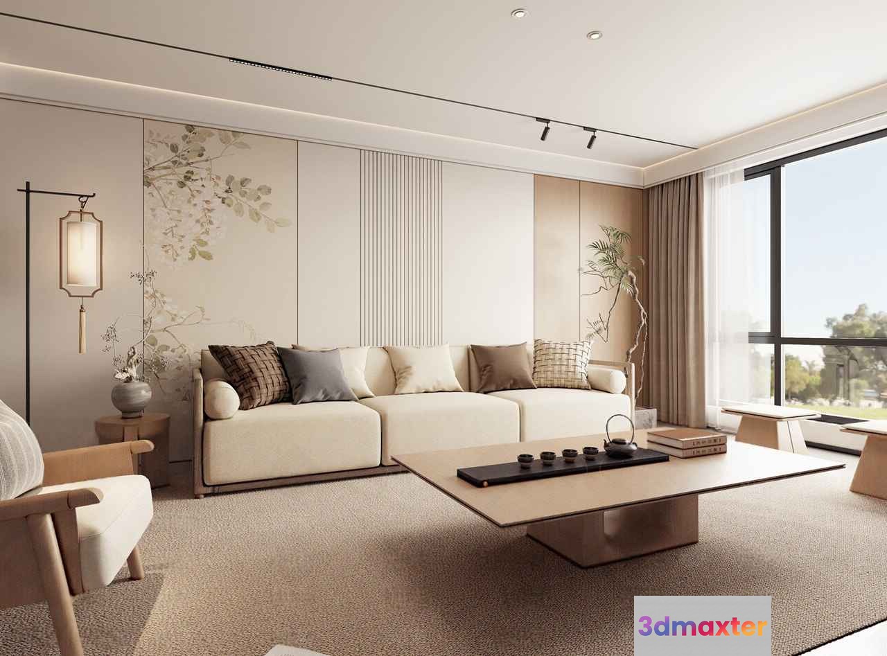 Modern Living Room 3D Model - 6877 - VRAY Render