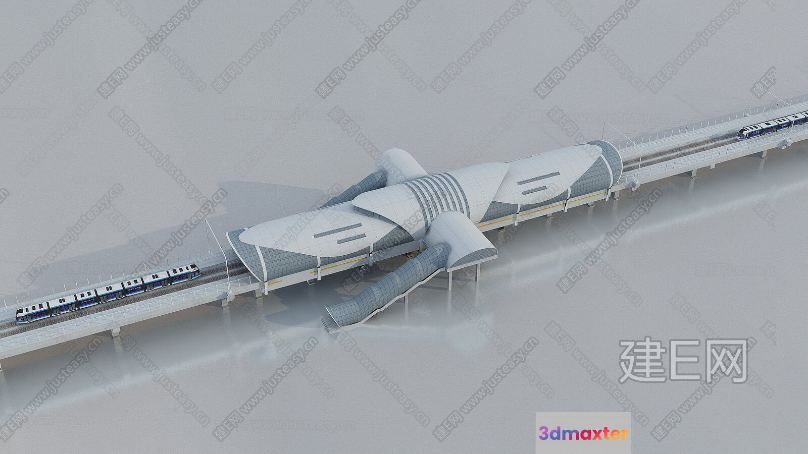 A Futuristic Train Station 3D Model - 14690 - VRAY Render