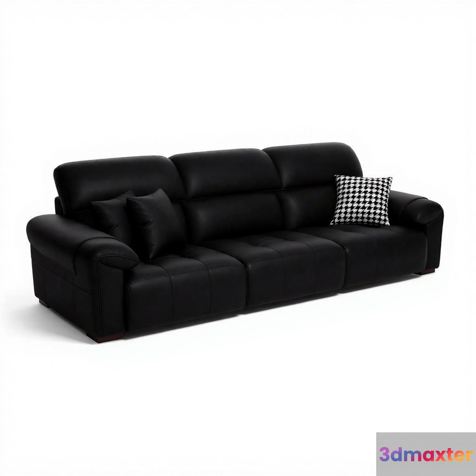 Black Leather Sofa 3D Model - 866 - VRAY Render