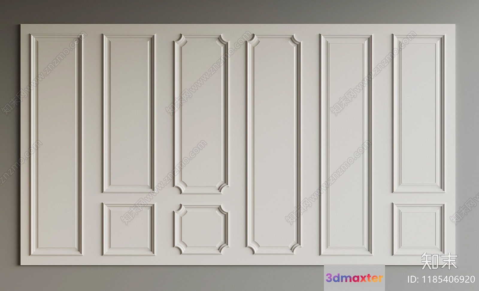 Classic White Wall Paneling 3D Model - 11766 - VRAY Render