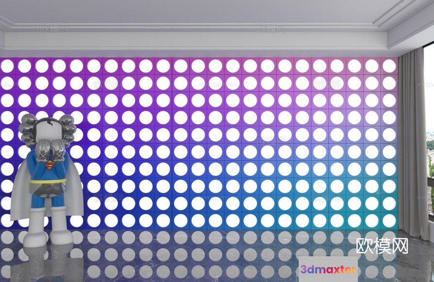 A Colorful Wall With A Robot 3D Model - 5399 - VRAY Render