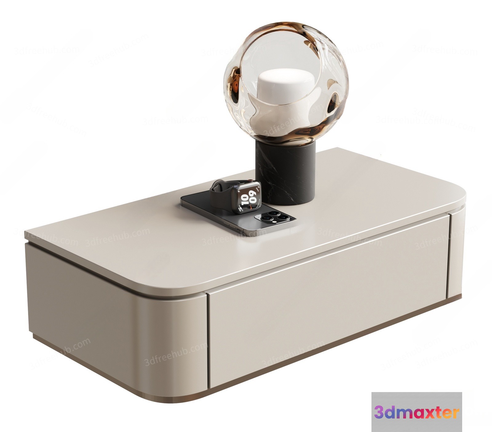 Modern Nightstand With A Lamp 3D Model - 20262 - VRAY Render