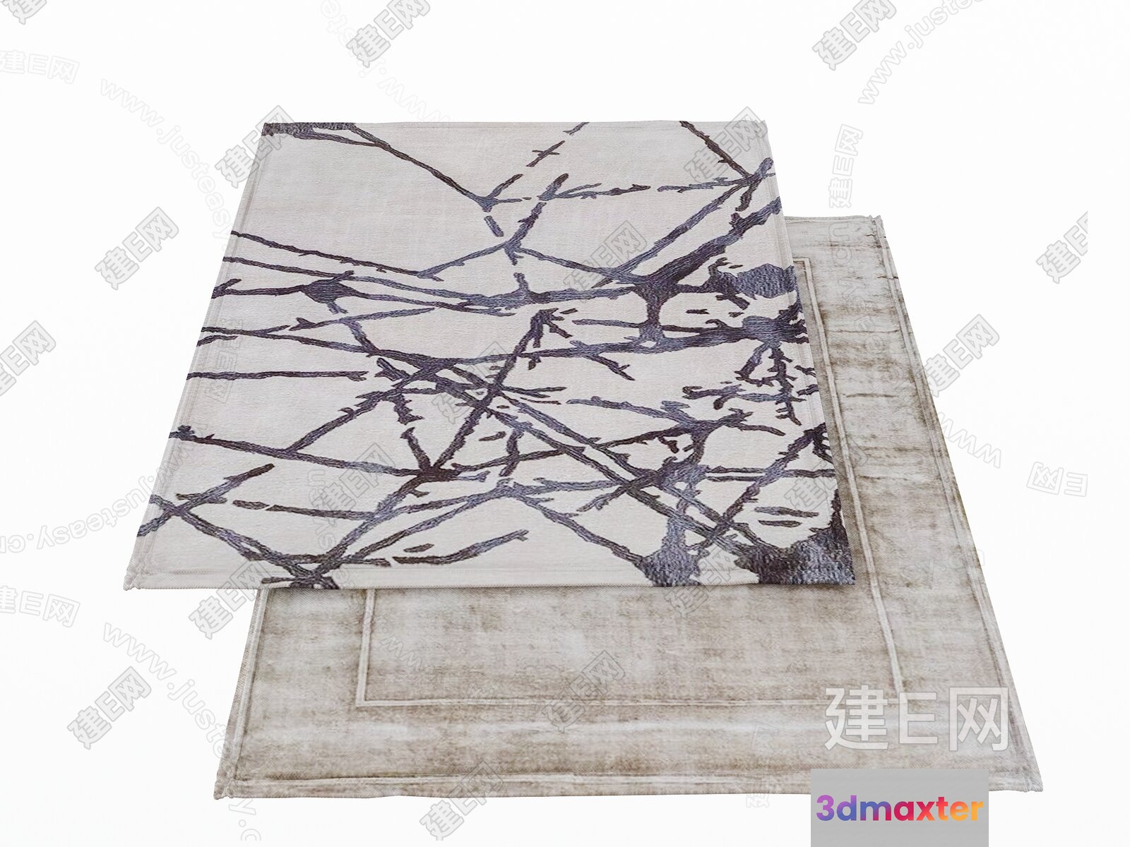 The Main Subject Is A Stack Of Rugs With A Tree Branch Design 3D Model - 9424 - VRAY Render