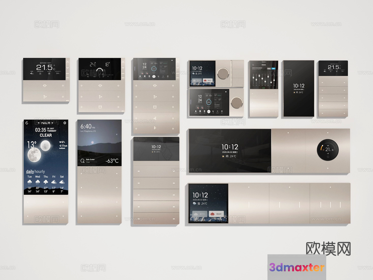 Modern Smart Home Thermostat Display 3D Model - 11481 - VRAY Render