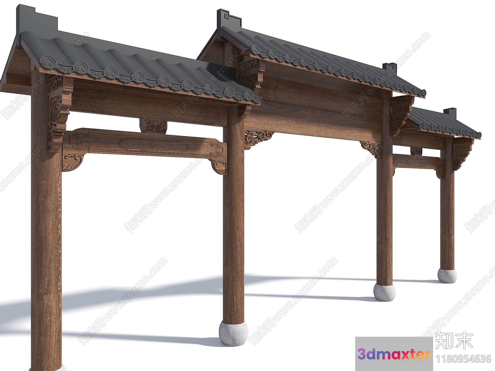 A Wooden Structure With A Roof 3D Model - 2155 - VRAY Render