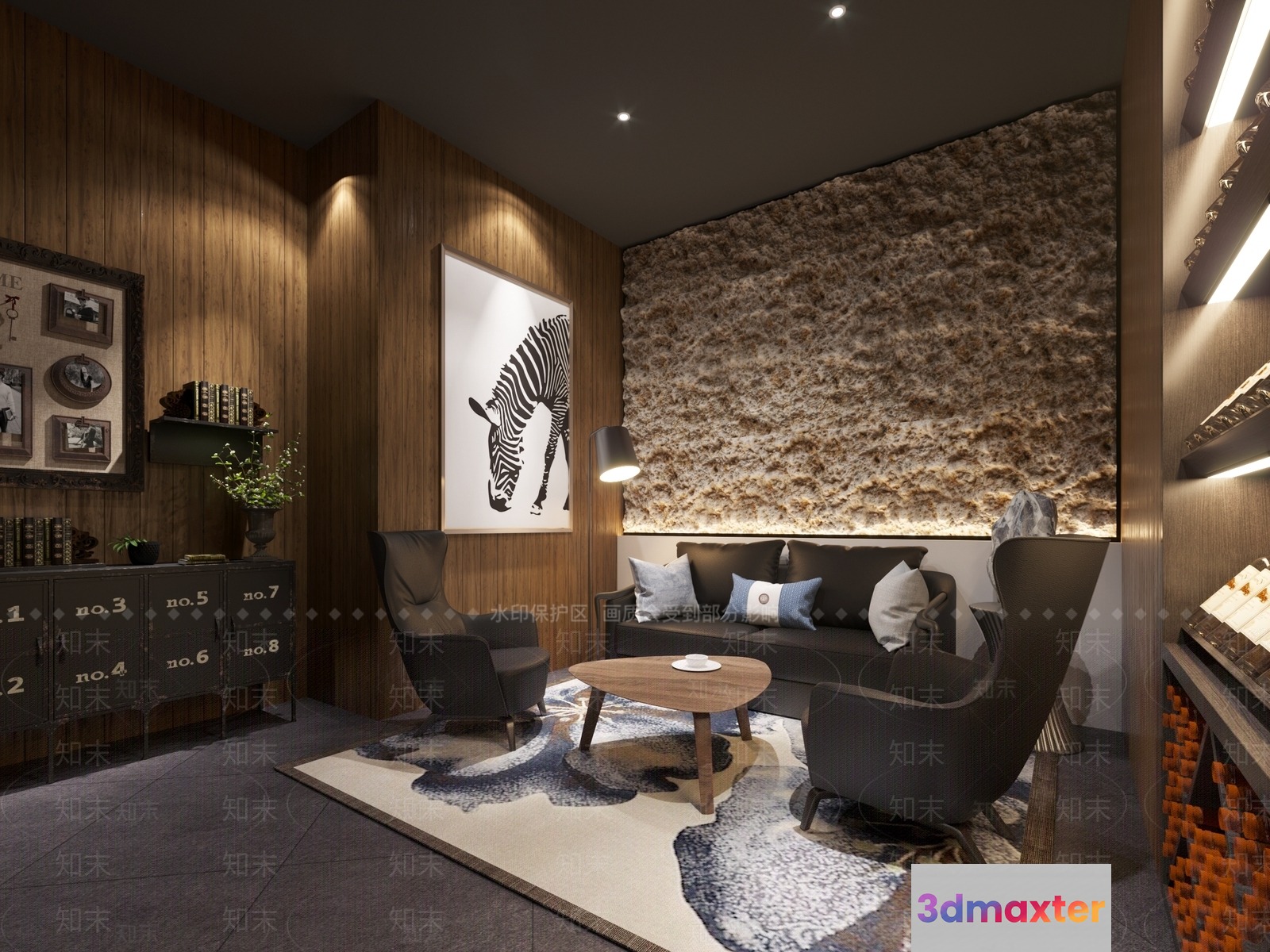 Modern Living Room 3D Model - 23345 - VRAY Render