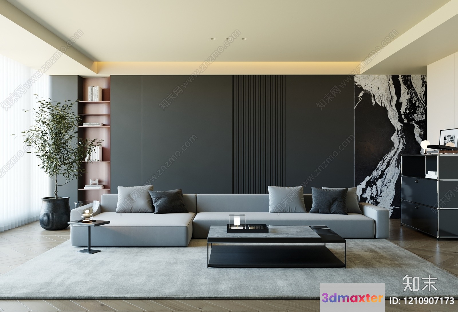 Modern Living Room 3D Model - 22098 - VRAY Render