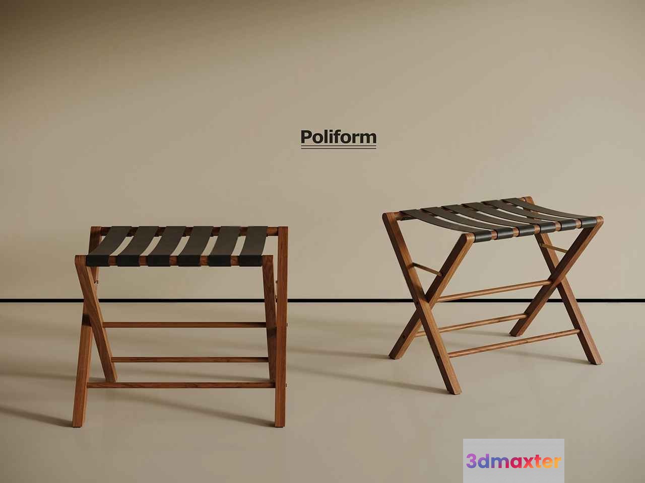 Simple Wooden Stools 3D Model - 19629 - VRAY Render
