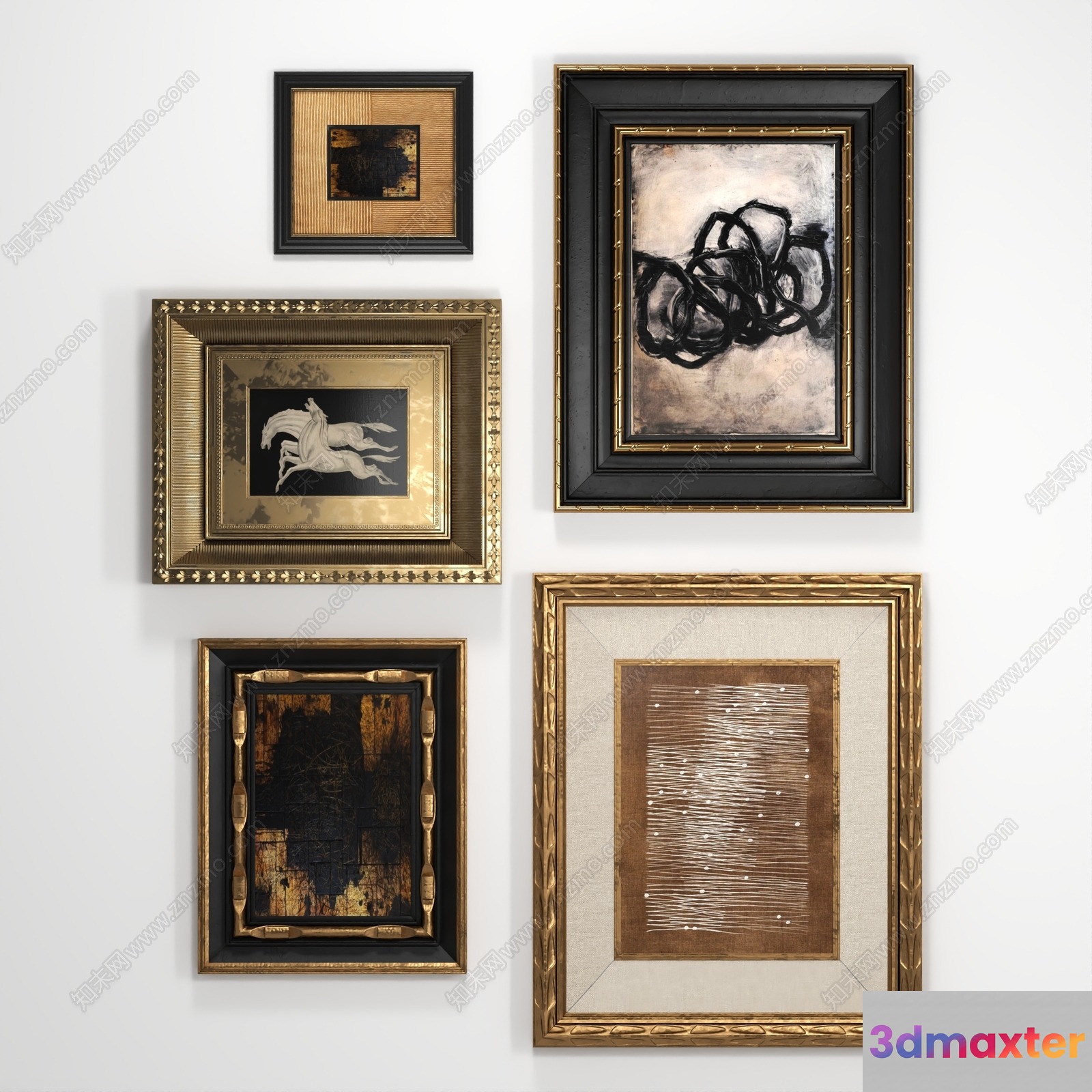 A Collection Of Framed Artwork 3D Model - 3012 - VRAY Render