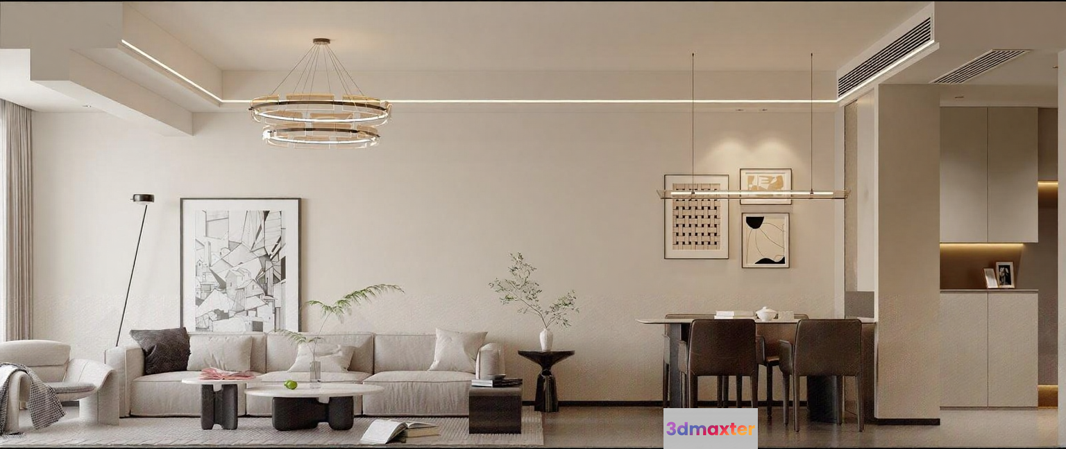 Modern Living Room 3D Model - 11636 - CORONA Render