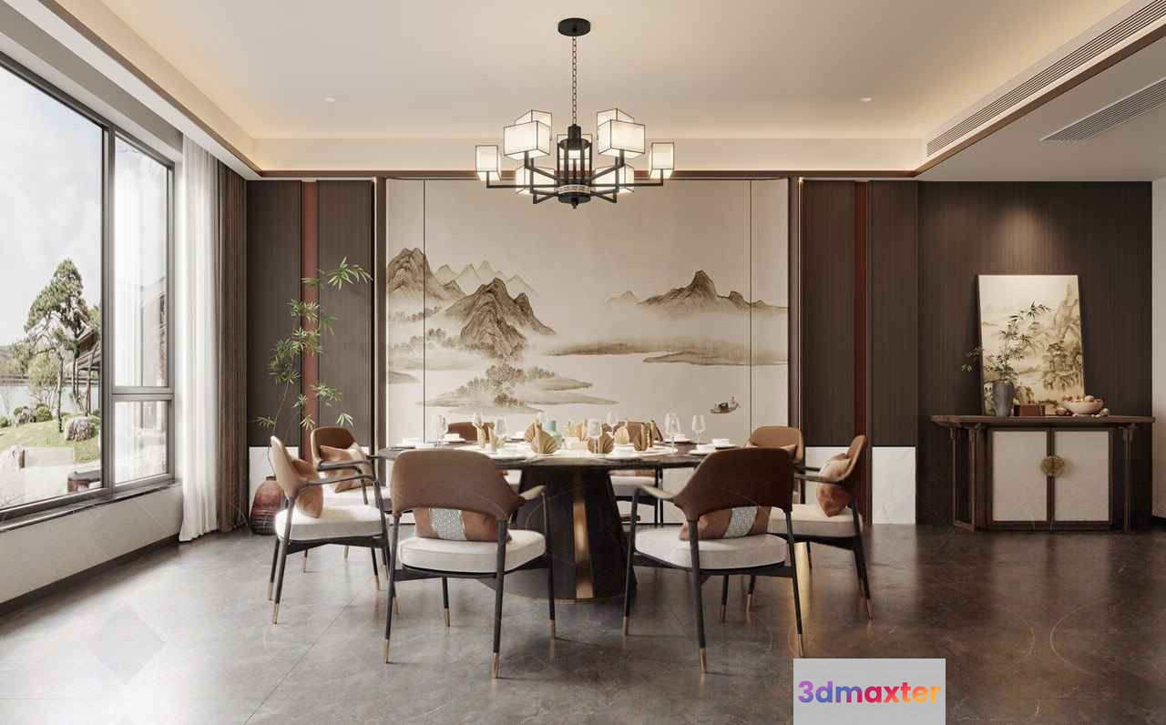 Modern Dining Room 3D Model - 430 - VRAY Render
