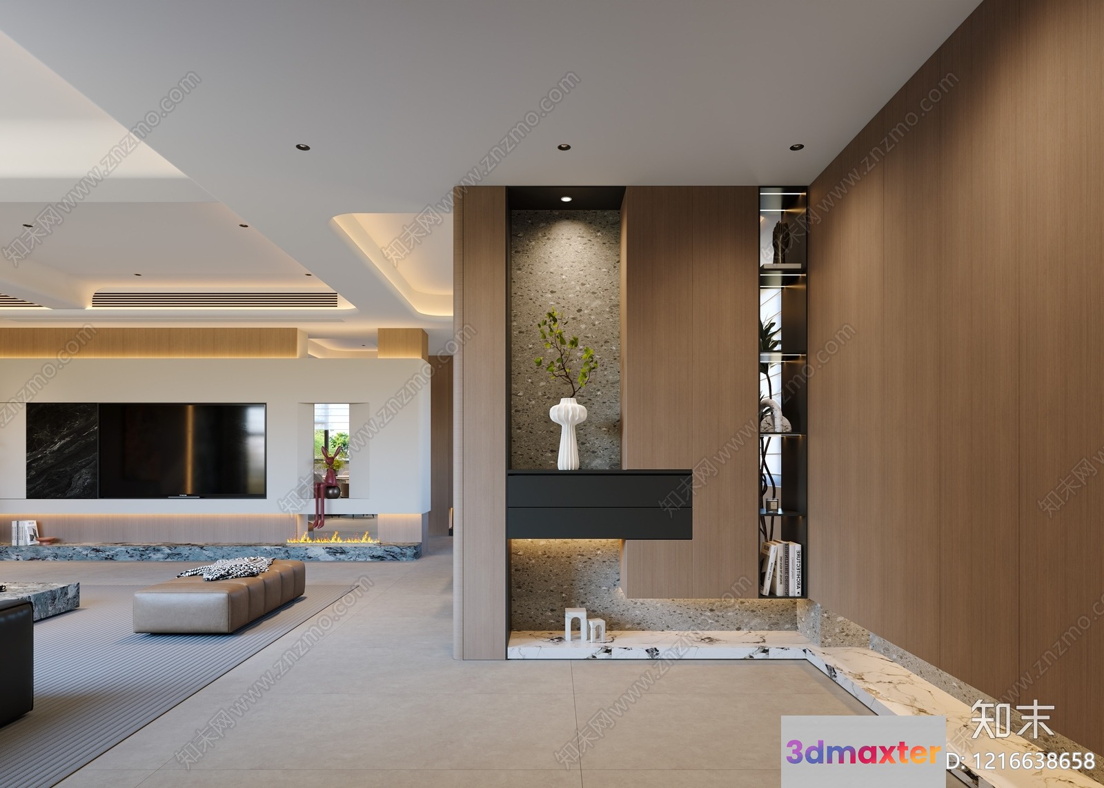 Modern Living Room 3D Model - 15881 - CORONA Render