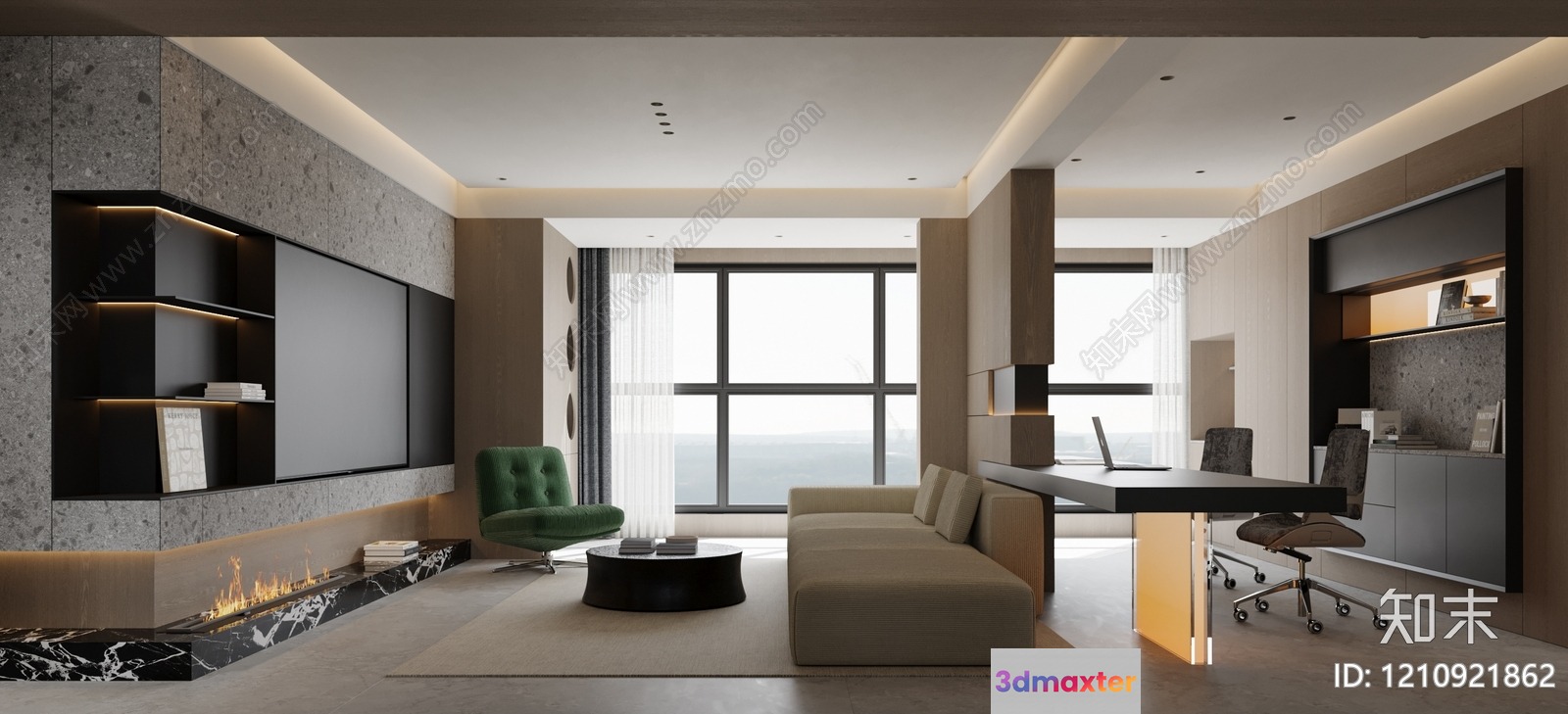 Modern Living Room 3D Model - 18416 - VRAY Render