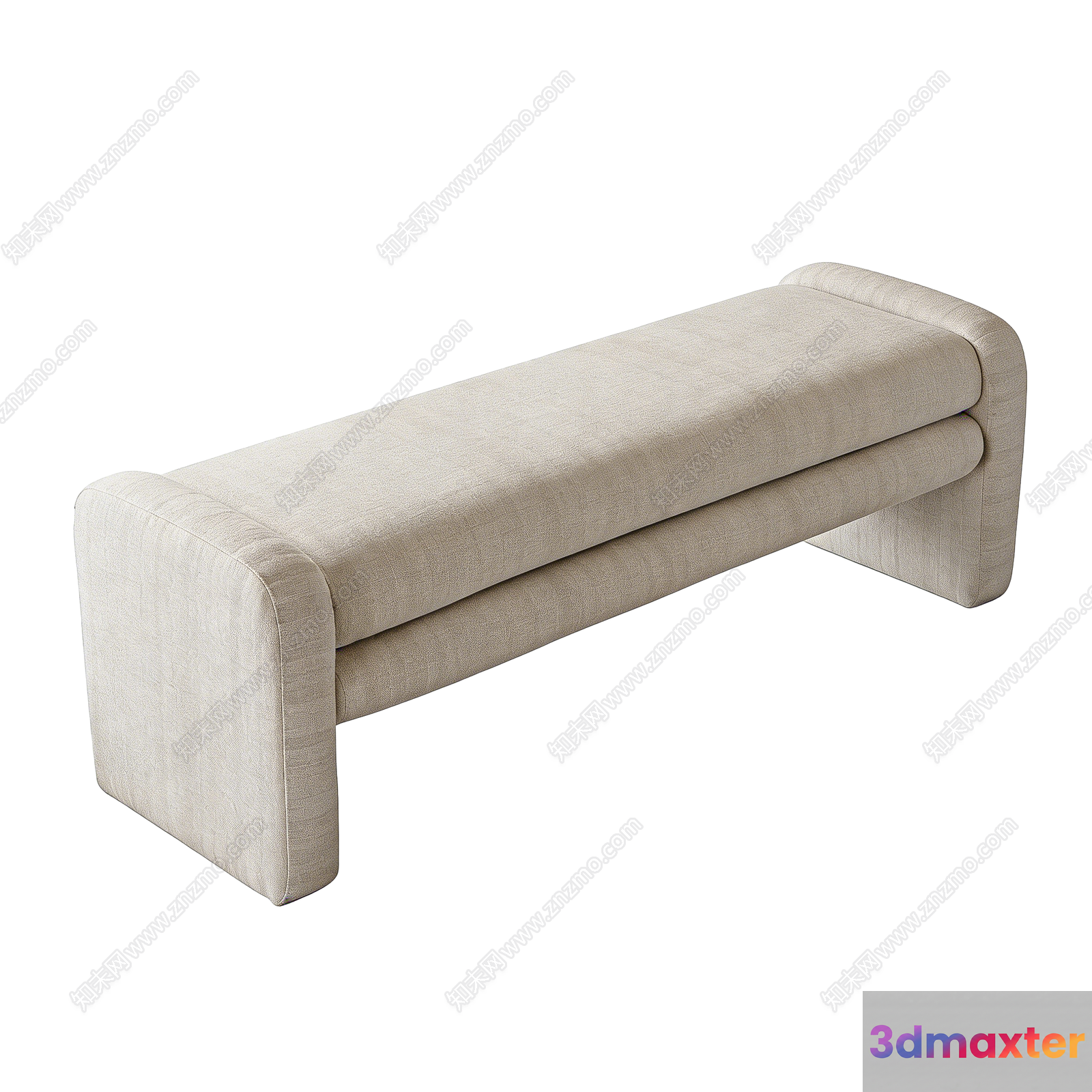 Cozy Beige Bench 3D Model - 16629 - VRAY Render