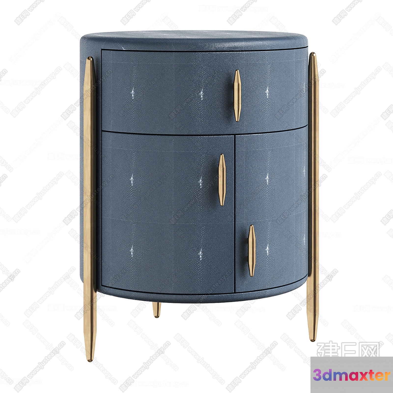 A Gray Cabinet With Gold Handles 3D Model - 1415 - CORONA Render