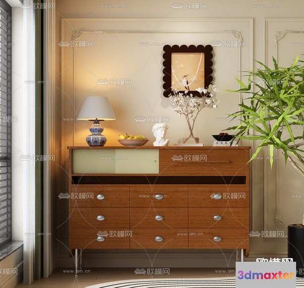 Modern Wooden Dresser 3D Model - 14664 - VRAY Render