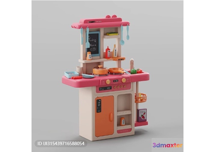 A Pink And White Toy Kitchen 3D Model - 2199 - VRAY Render