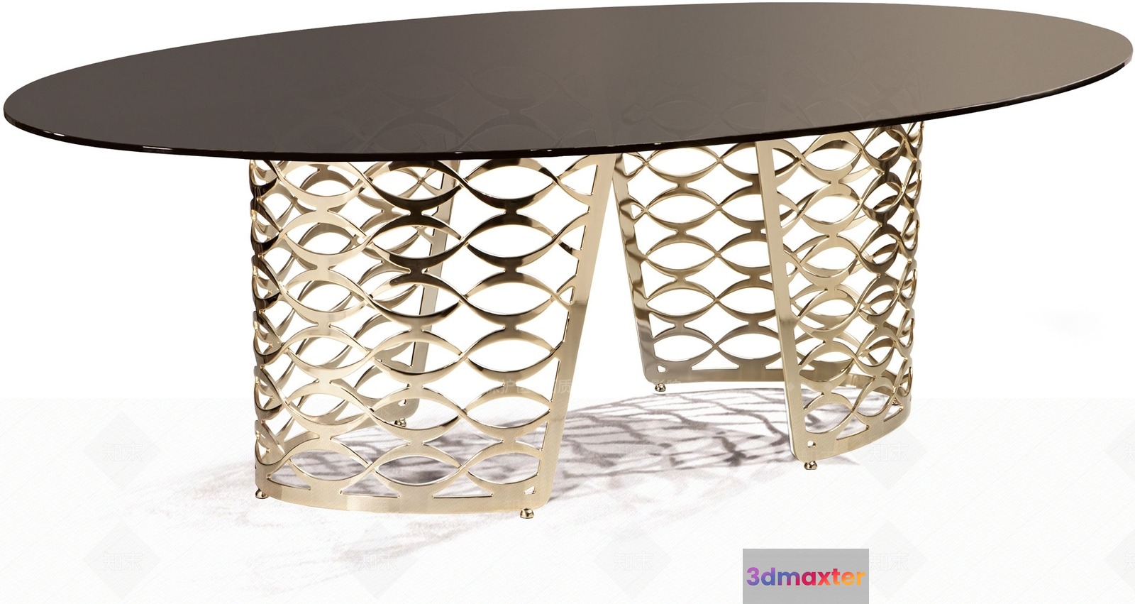 Gold Table With Intricate Design 3D Model - 21874 - VRAY Render
