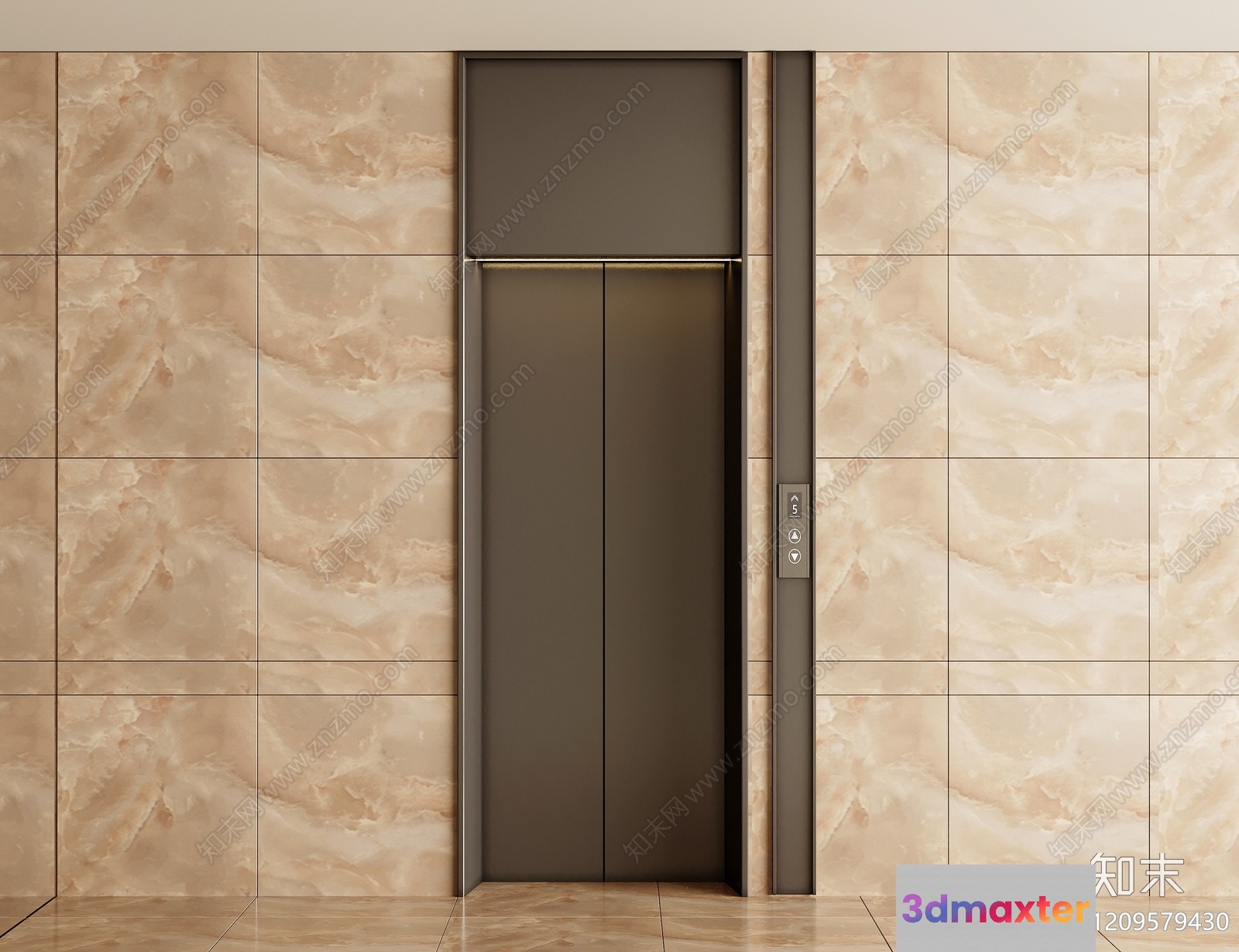 Elevator Door And Control Panel 3D Model - 19576 - VRAY Render