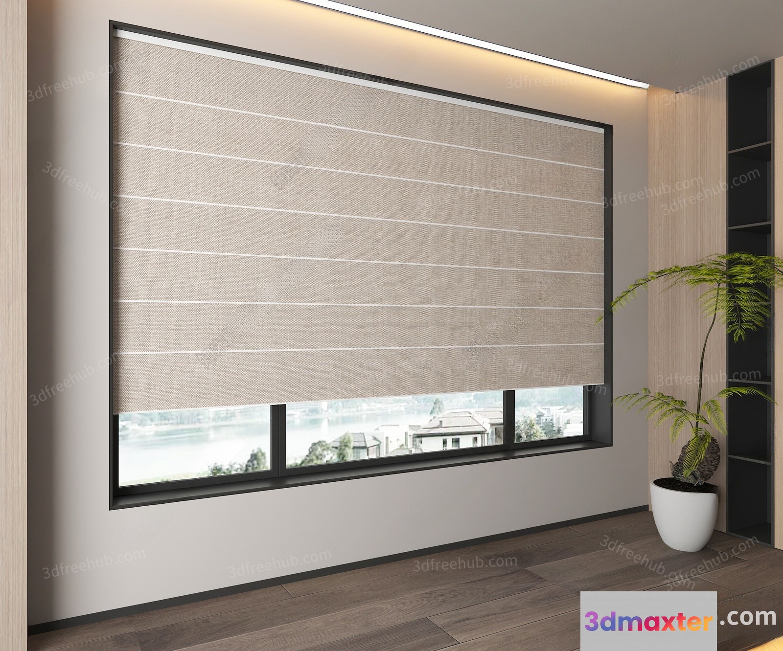Modern Window Treatment 3D Model - 1702 - VRAY Render