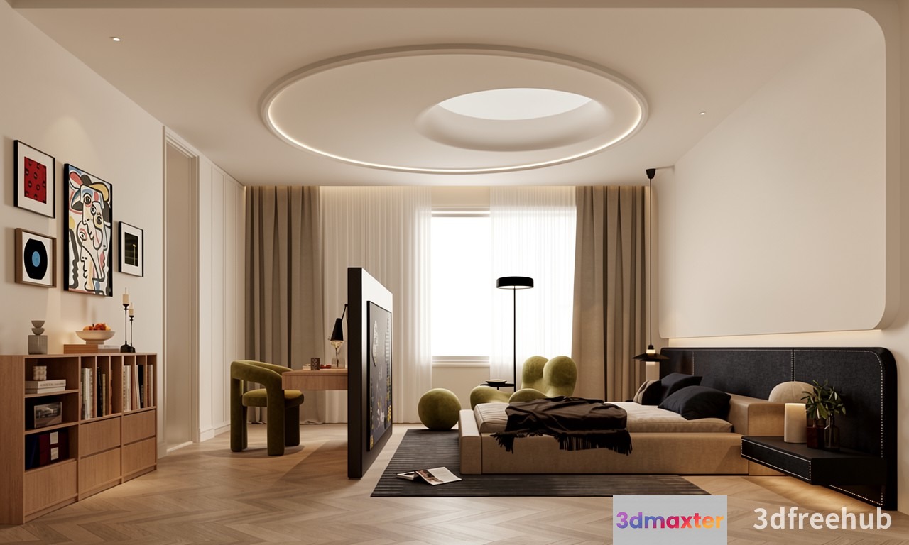 Modern Bedroom Design 3D Model - 23586 - VRAY Render