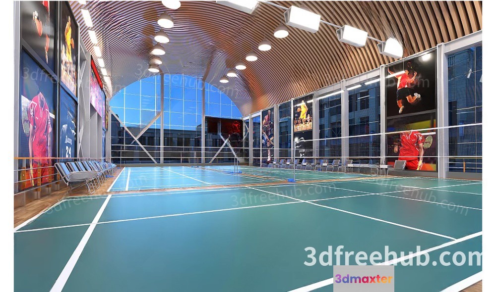 A Large Indoor Sports Court 3D Model - 22416 - VRAY Render