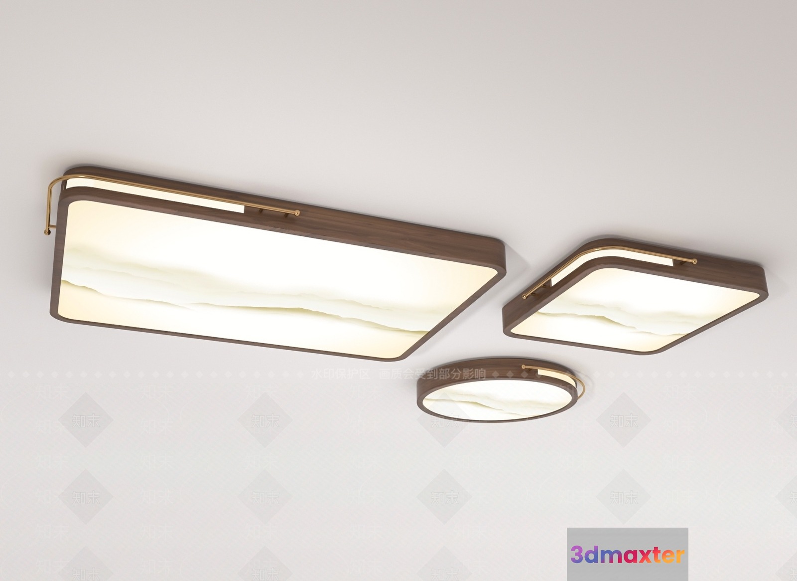Gold Light Fixture 3D Model - 18219 - VRAY Render