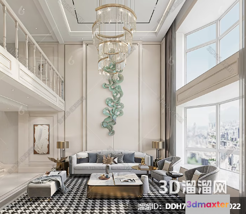 Modern Living Room 3D Model - 2191 - VRAY Render
