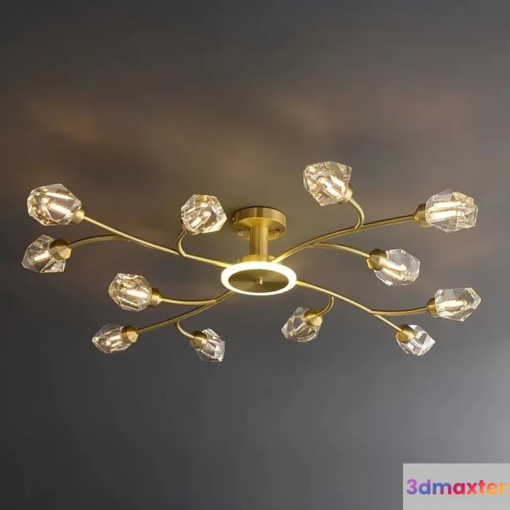 Gold Light Fixture 3D Model - 22482 - VRAY Render