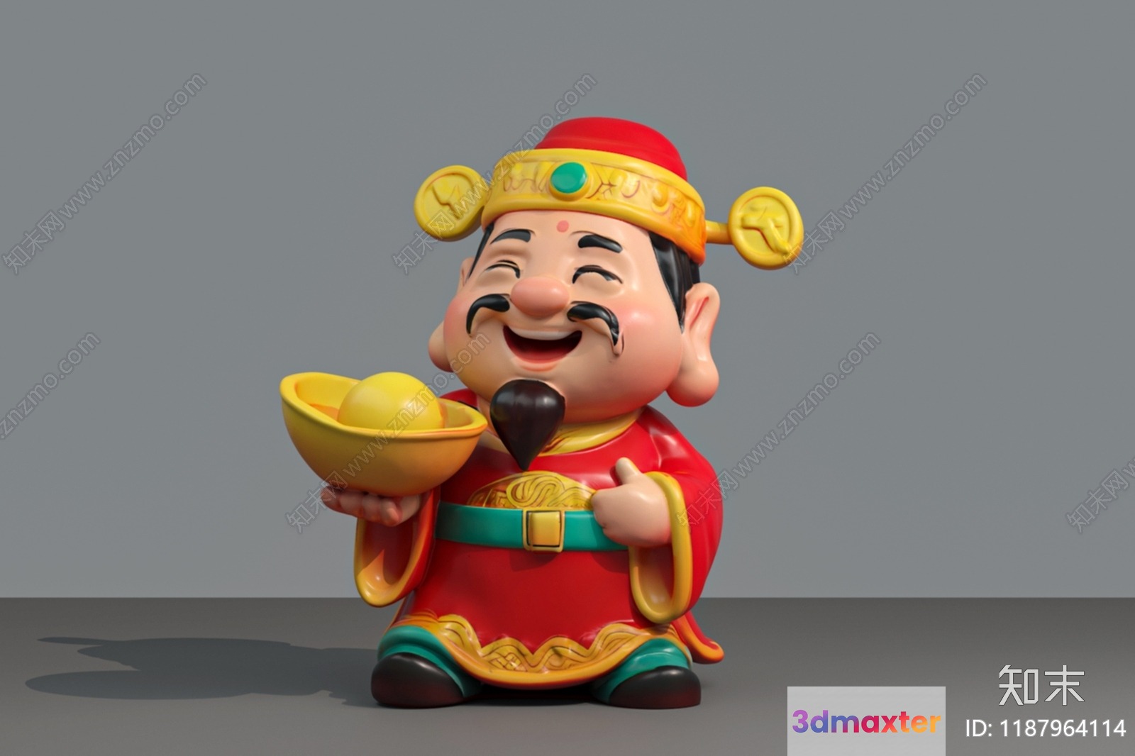 The Main Subject Is A Cartoon Man With A Bowl Of Gold Coins 3D Model - 17605 - VRAY Render