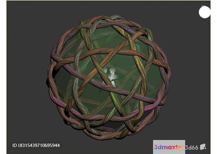A 3D-Rendered Ball Made Of Twisted Brown And Green Rope 3D Model - 1280 - VRAY Render