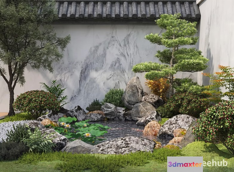 A Serene Japanese-Style Garden 3D Model - 21846 - VRAY Render