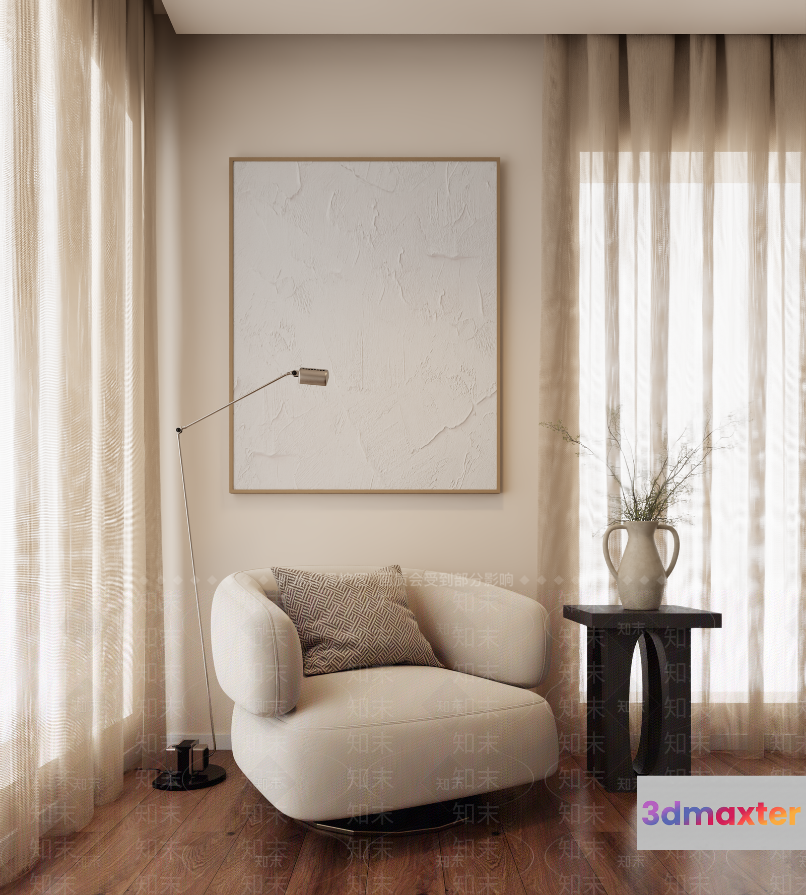 Modern Living Room 3D Model - 1650 - VRAY Render