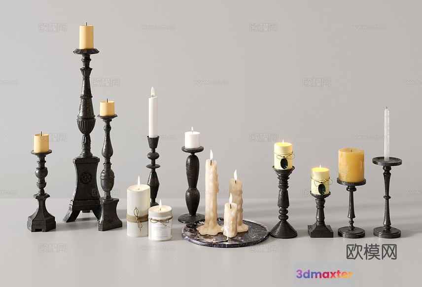 Black Candle Holders 3D Model - 12115 - VRAY Render
