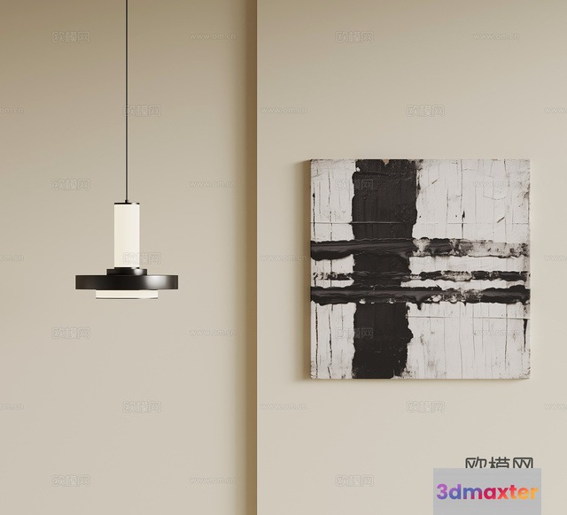 Modern Light Fixture And Abstract Art 3D Model - 7257 - VRAY Render