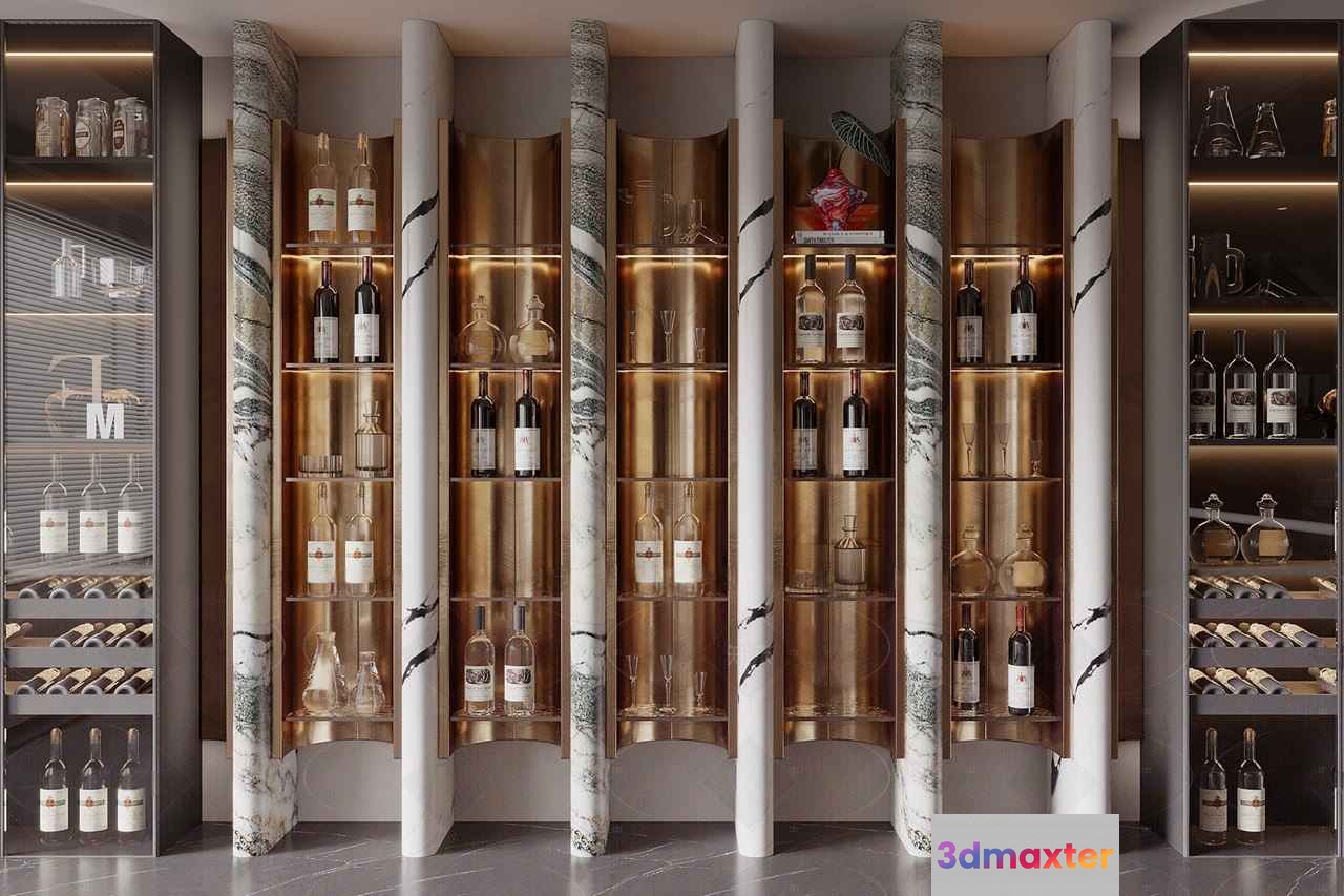 A Wine Display 3D Model - 15825 - CORONA Render