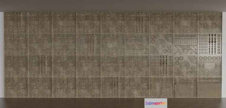 A Large Intricately Carved Stone Wall 3D Model - 16270 - VRAY Render