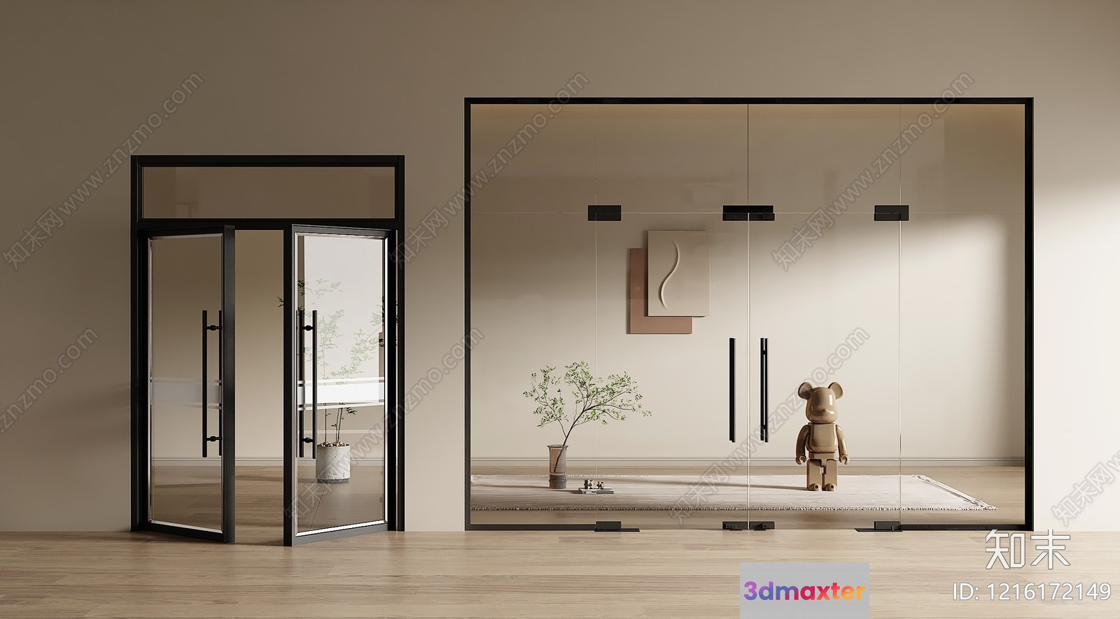 Modern Glass Doors 3D Model - 15273 - VRAY Render