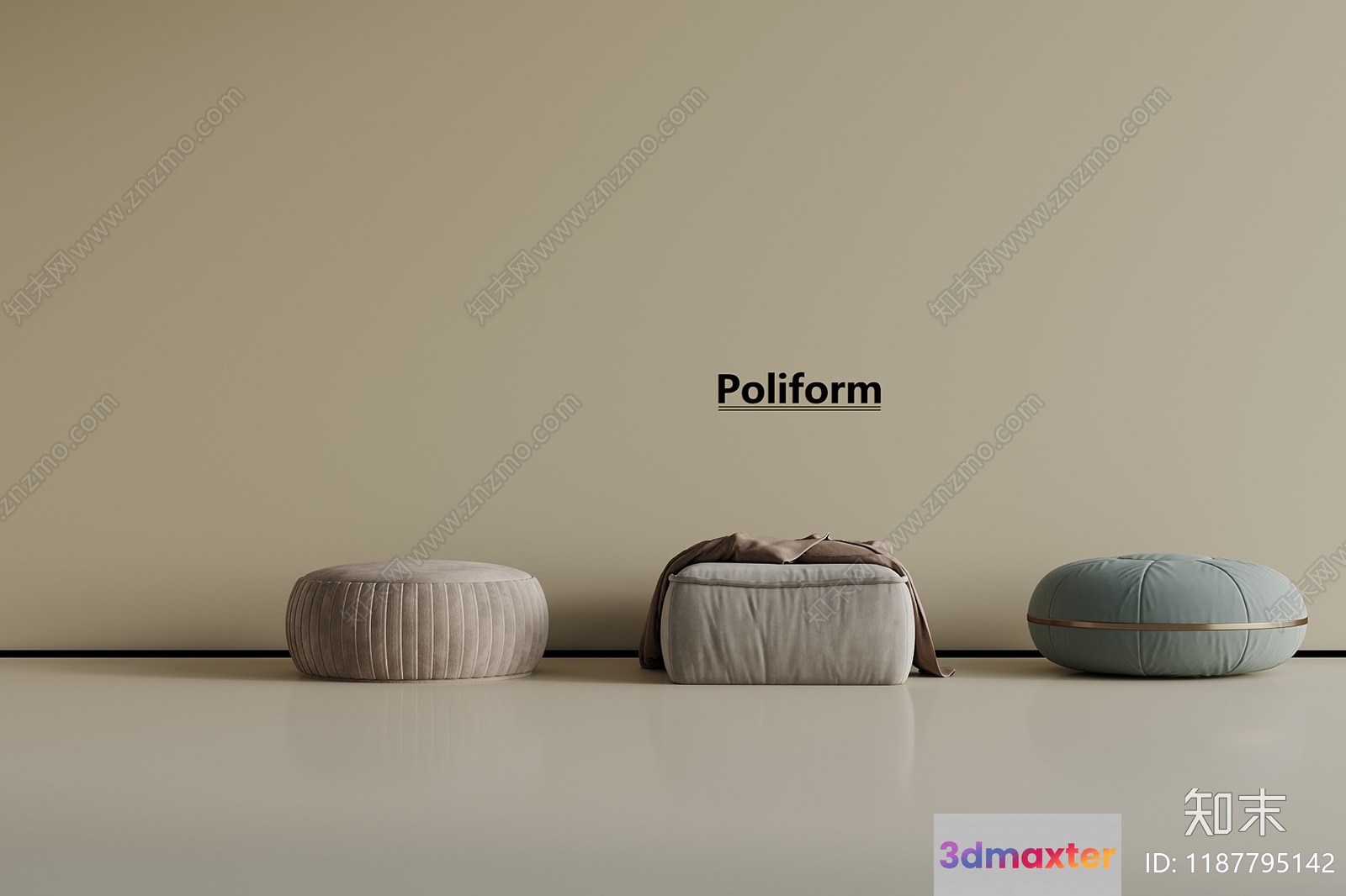 Modern Poufs 3D Model - 378 - VRAY Render